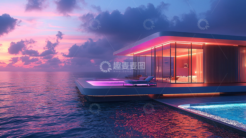 高清大图下载【趣麦麦图】海边现代别墅