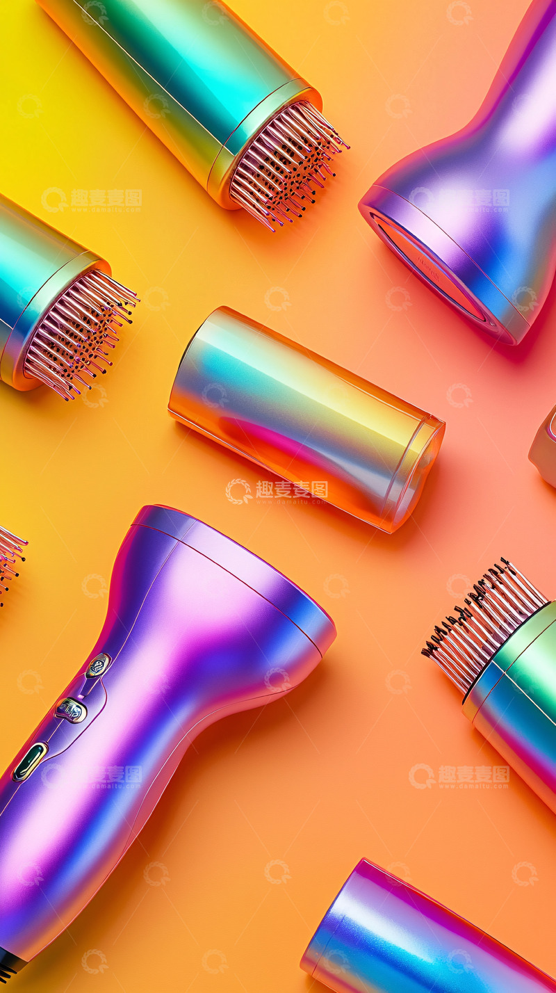 高清大图下载【趣麦麦图】彩虹渐变吹风机
