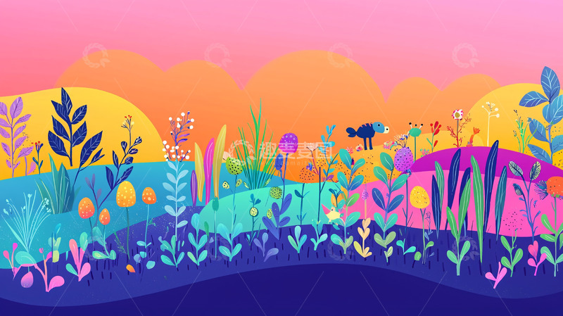 高清大图下载【趣麦麦图】彩色花卉田园风光
