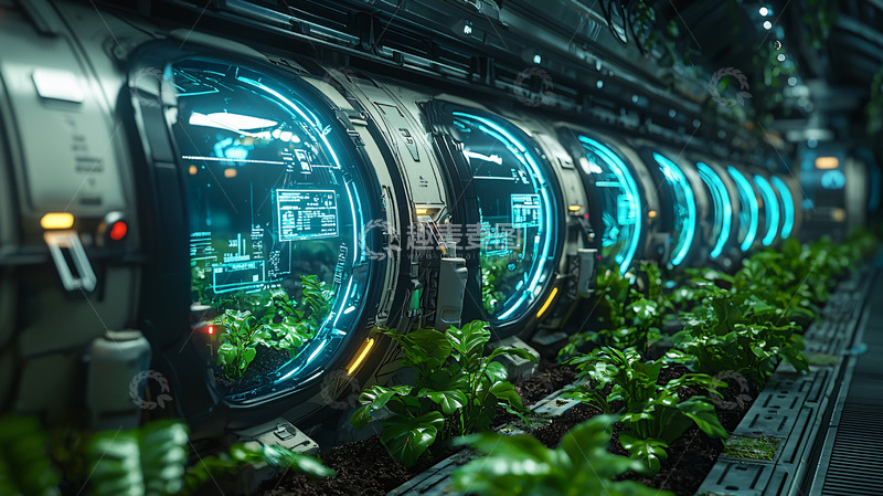未来科技感植物培养舱