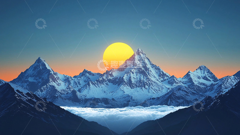 高清大图下载【趣麦麦图】雪山日出22