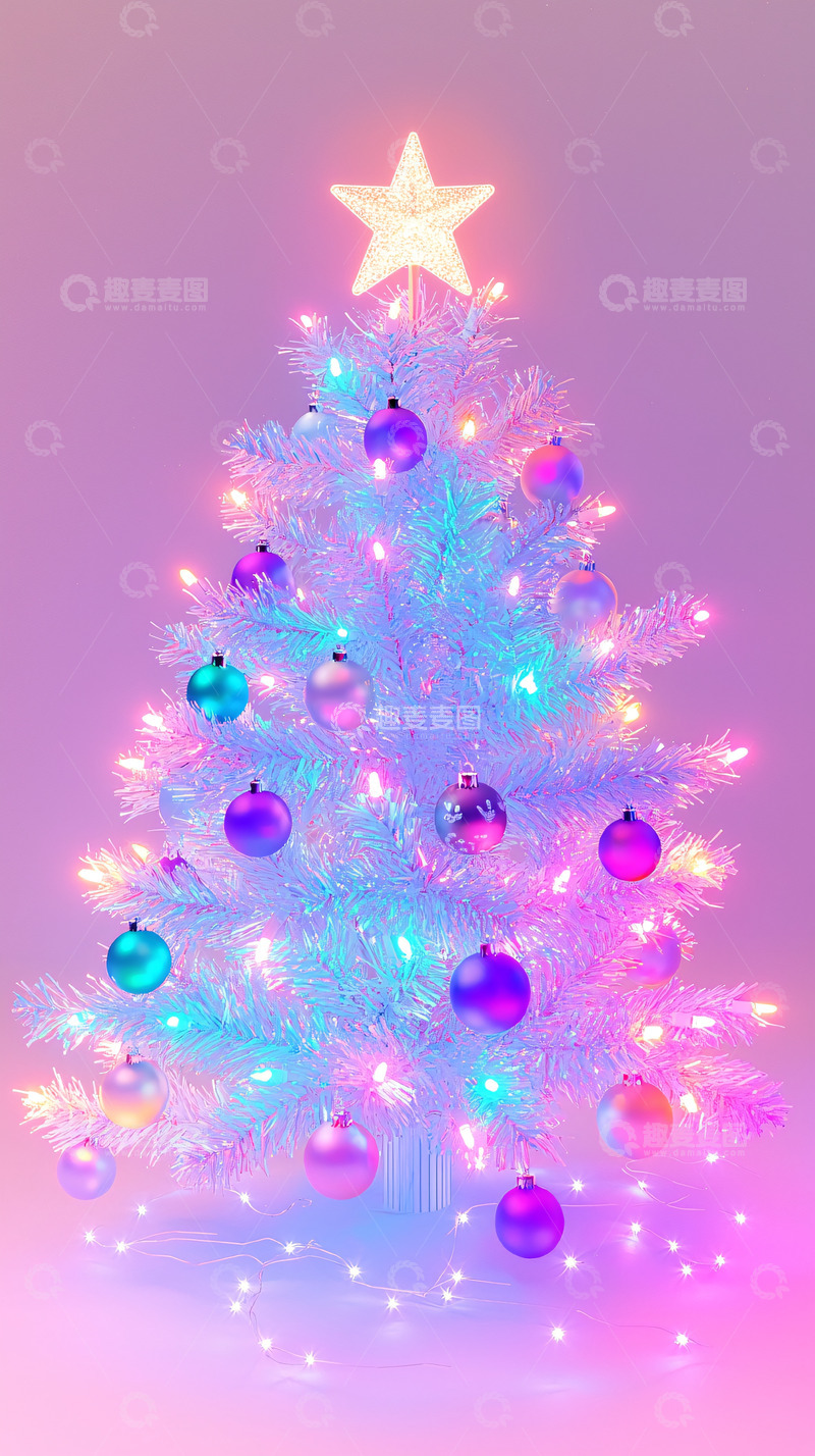 高清大图下载【趣麦麦图】粉色系梦幻圣诞树