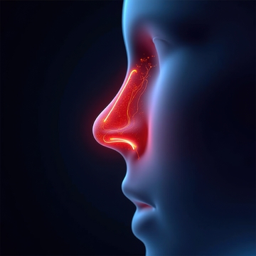 人体鼻部血管高亮示意图