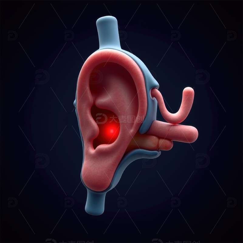 高清大图下载【趣麦麦图】人体耳部高亮示意图