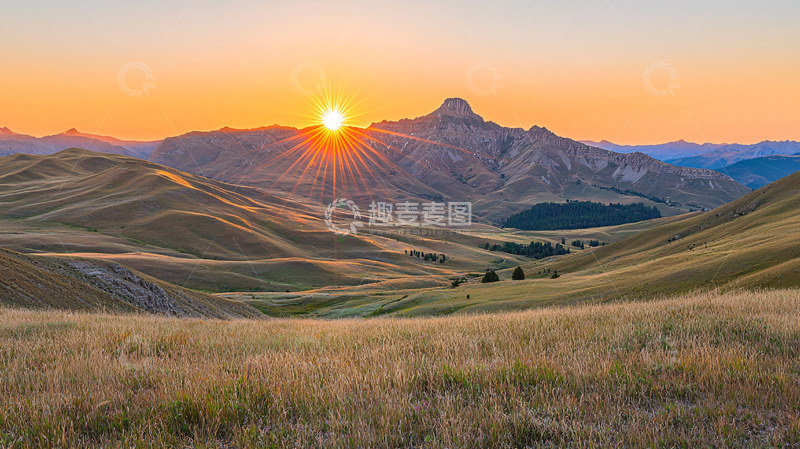 高清大图下载【趣麦麦图】日出山峦壮丽景色