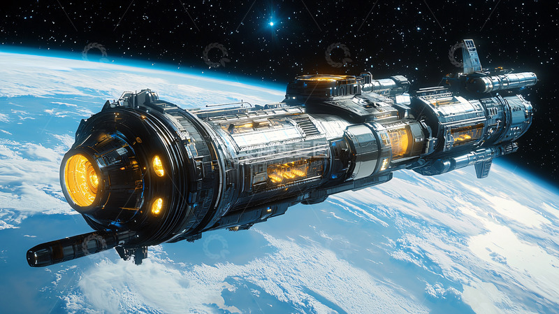 高清大图下载【趣麦麦图】宇宙飞船地球轨道