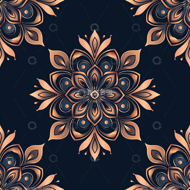 高清大图下载【趣麦麦图】对称花卉图案