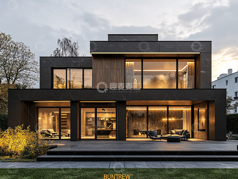 高清大图下载【趣麦麦图】现代风格别墅夜景