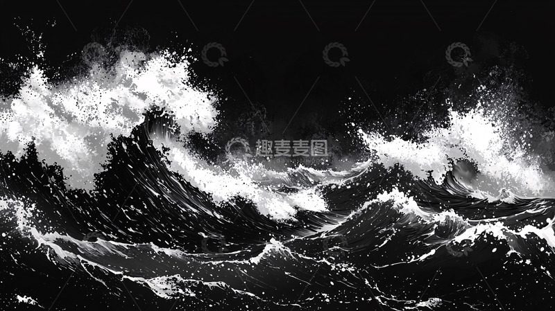 高清大图下载【趣麦麦图】黑白波浪