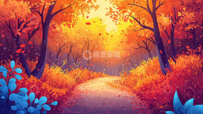 高清大图下载【趣麦麦图】秋季森林小路