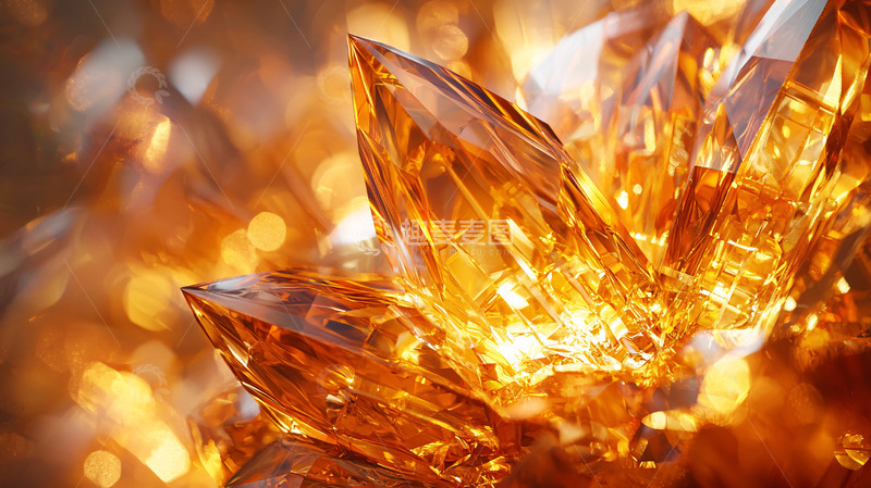 高清大图下载【趣麦麦图】金黄色透明水晶簇