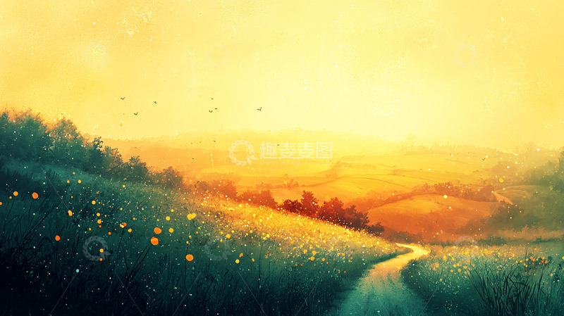 高清大图下载【趣麦麦图】黄昏乡间小路