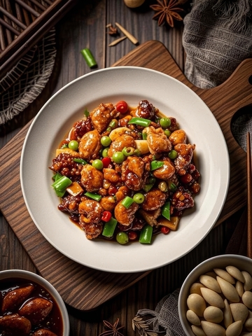 高清有食欲美食炒鸡特写