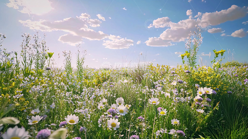 高清大图下载【趣麦麦图】阳光明媚野花盛开的田野