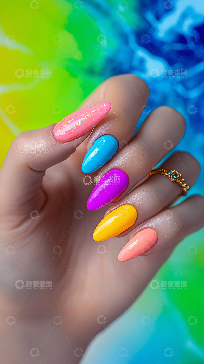 高清大图下载【趣麦麦图】-彩色指甲