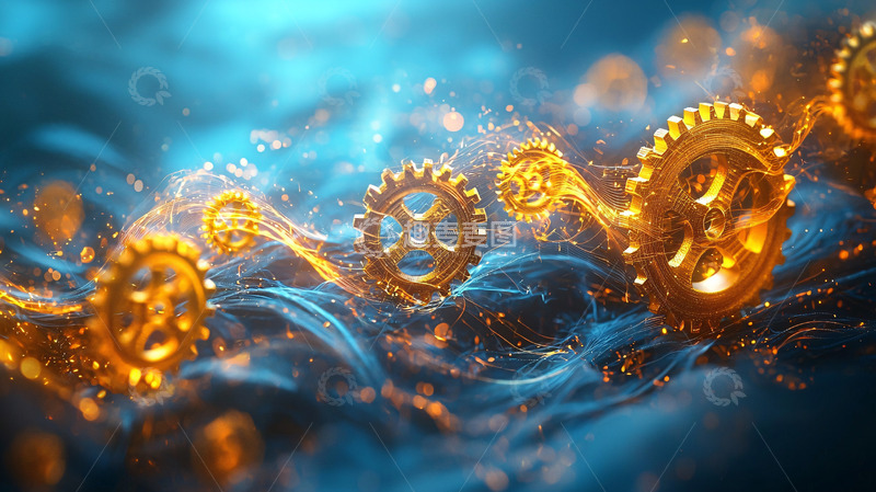 高清大图下载【趣麦麦图】金色齿轮流光溢彩