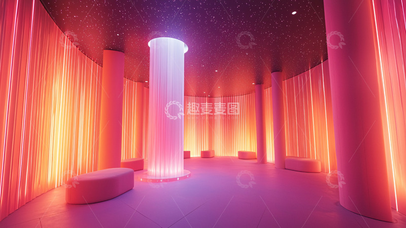 高清大图下载【趣麦麦图】粉色灯光装置艺术