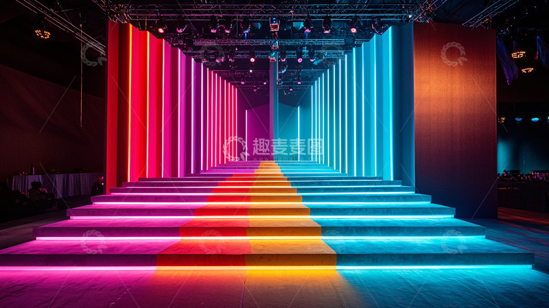 高清大图下载【趣麦麦图】霓虹灯柱舞台背景