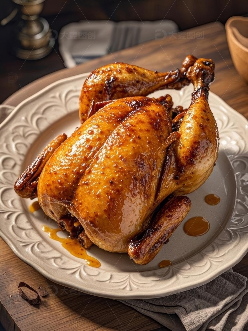 高清大图下载【趣麦麦图】高清有食欲美食烤鸡特写