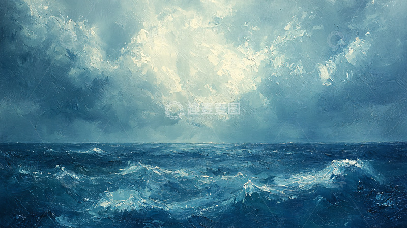 高清大图下载【趣麦麦图】波涛汹涌的海洋与乌云