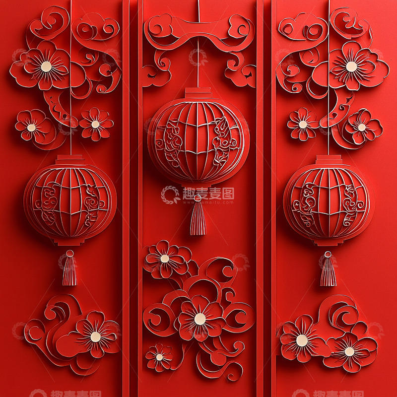 高清大图下载【趣麦麦图】红色中国风灯笼