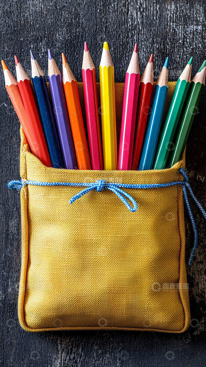 高清大图下载【趣麦麦图】彩色铅笔布袋