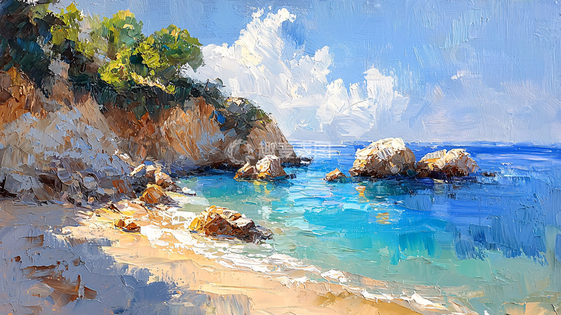 高清大图下载【趣麦麦图】阳光海滩岩石风景