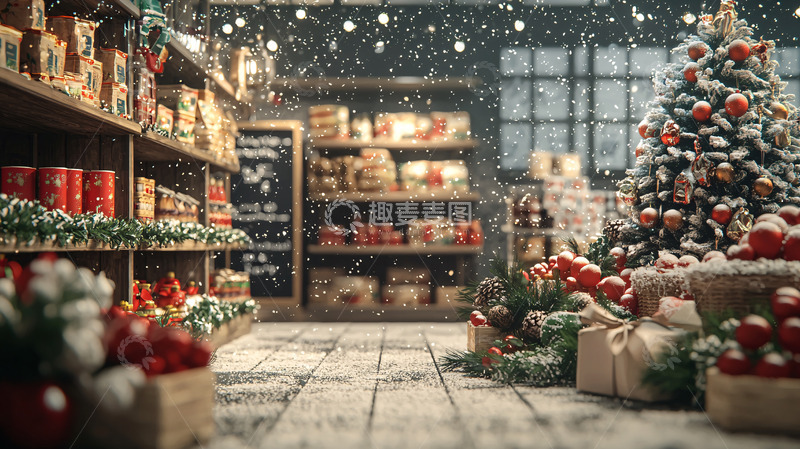 高清大图下载【趣麦麦图】下雪的圣诞商店