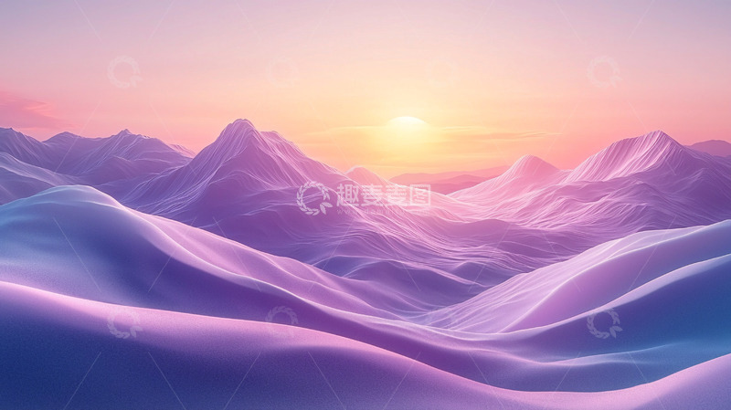 高清大图下载【趣麦麦图】梦幻雪山日出