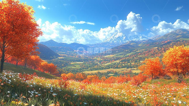 高清大图下载【趣麦麦图】秋日山谷风景