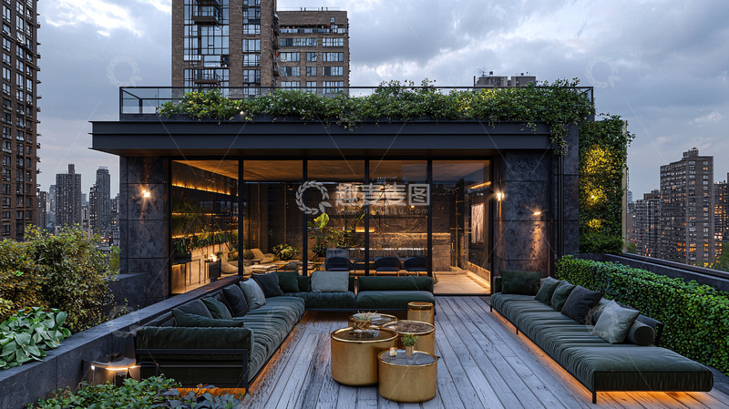 高清大图下载【趣麦麦图】现代都市屋顶花园