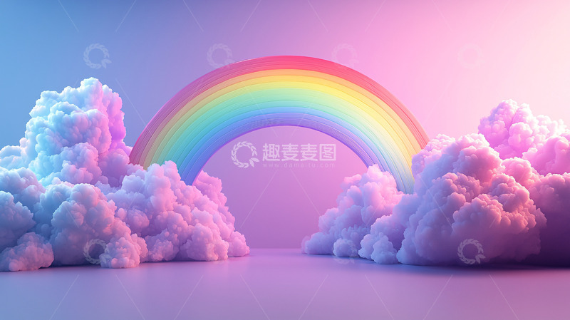 高清大图下载【趣麦麦图】梦幻彩虹云朵背景