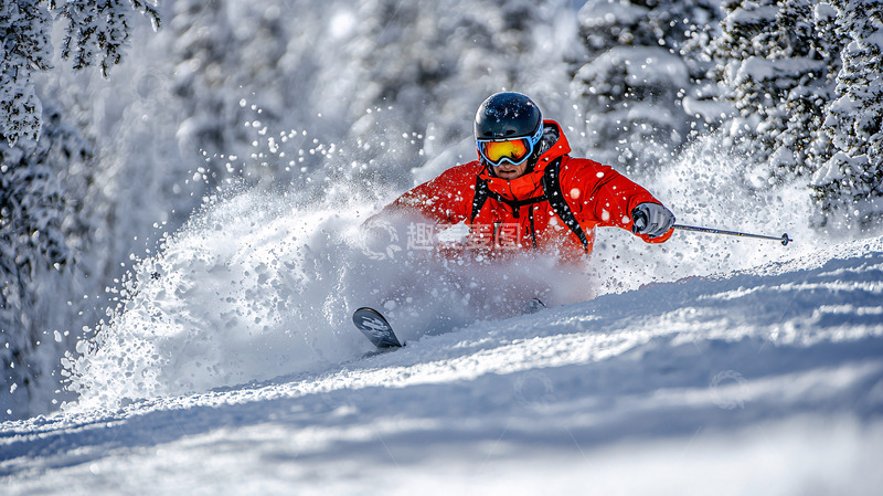 高清大图下载【趣麦麦图】滑雪者雪地飞驰