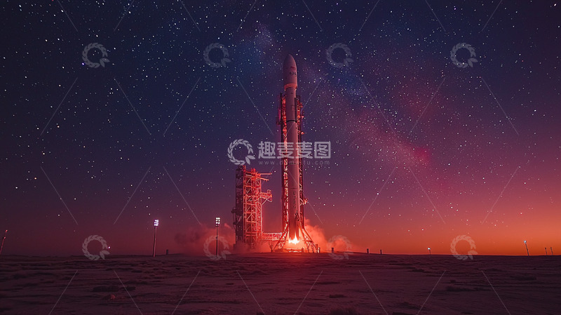 高清大图下载【趣麦麦图】夜幕下的火箭发射升空