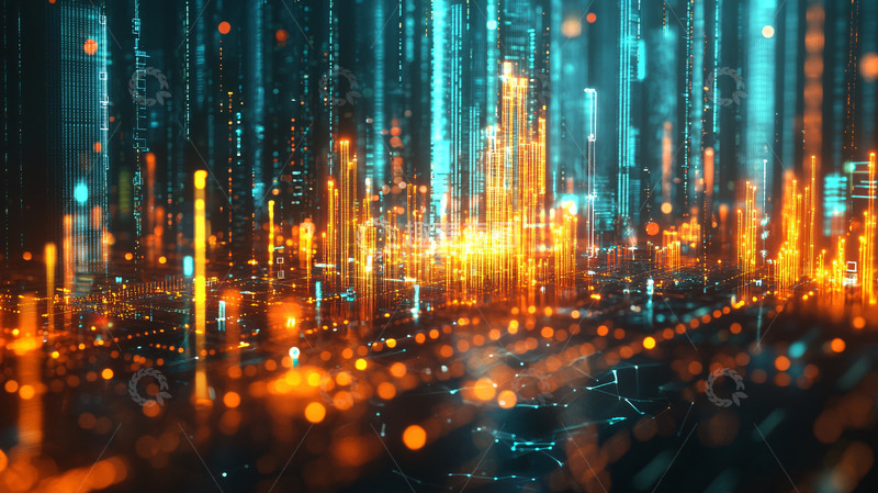 高清大图下载【趣麦麦图】流光溢彩的数字城市