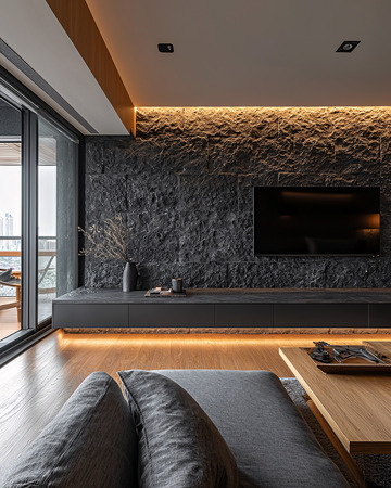 现代极简客厅电视背景墙