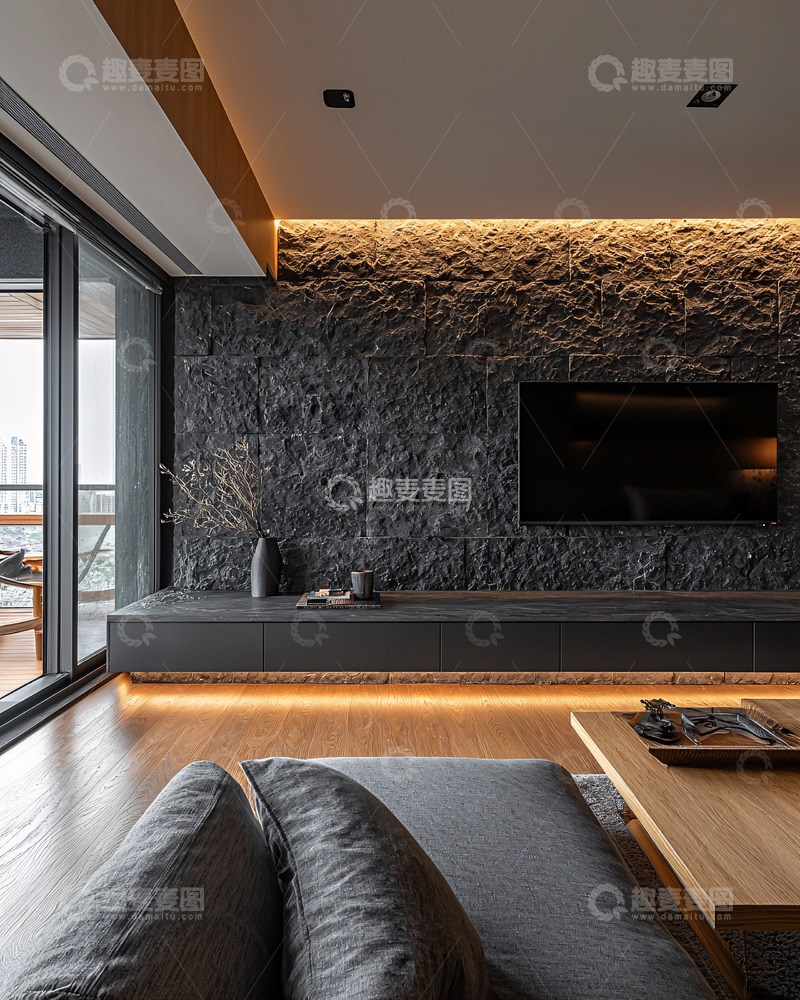 高清大图下载【趣麦麦图】现代极简客厅电视背景墙
