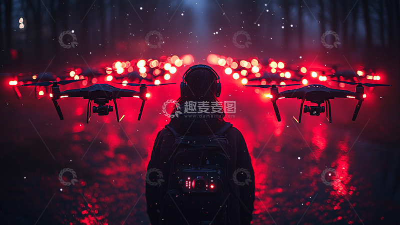 高清大图下载【趣麦麦图】黑暗森林无人机群
