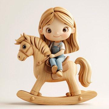 木质摇马女孩