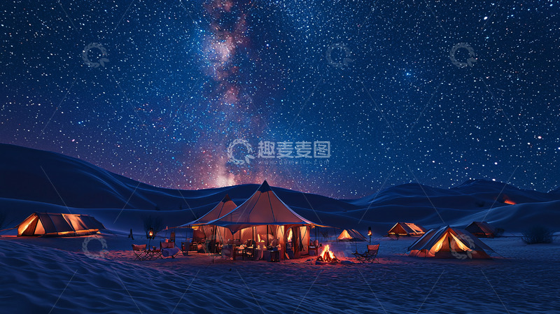 高清大图下载【趣麦麦图】星空下的沙漠营地