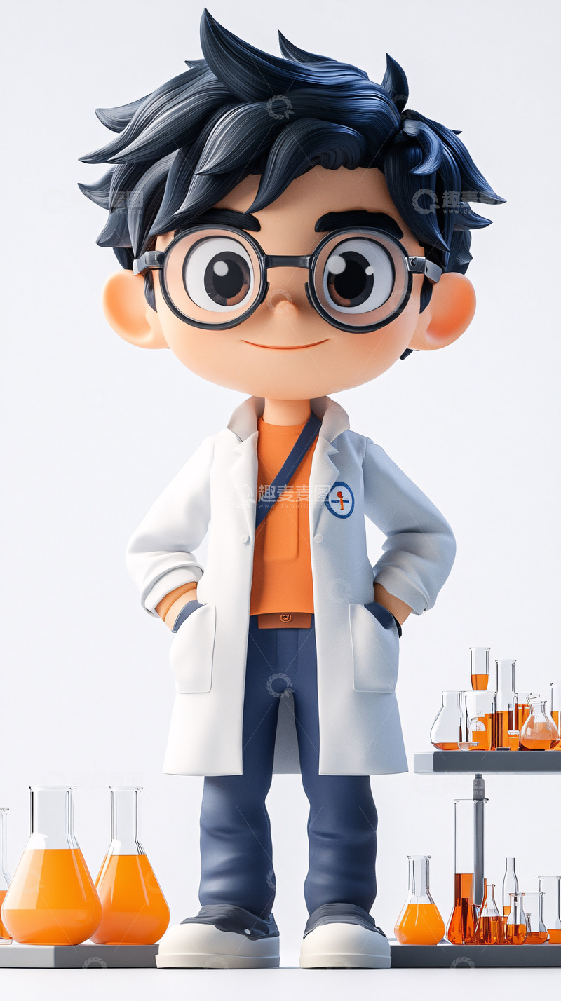 高清大图下载【趣麦麦图】可爱卡通小科学家