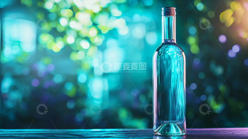 高清大图下载【趣麦麦图】蓝色玻璃酒瓶