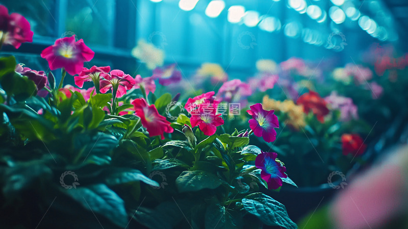 高清大图下载【趣麦麦图】温室里的彩色花卉
