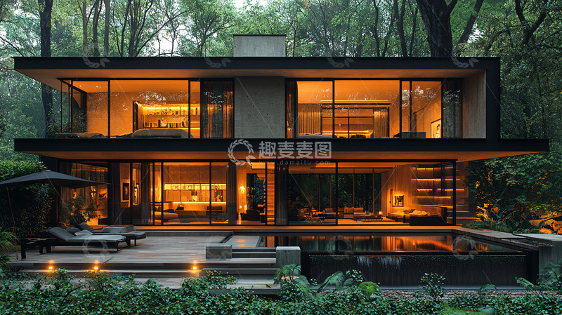 高清大图下载【趣麦麦图】森林环抱的现代住宅
