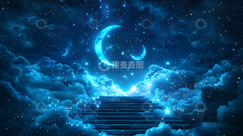 高清大图下载【趣麦麦图】梦幻星空阶梯