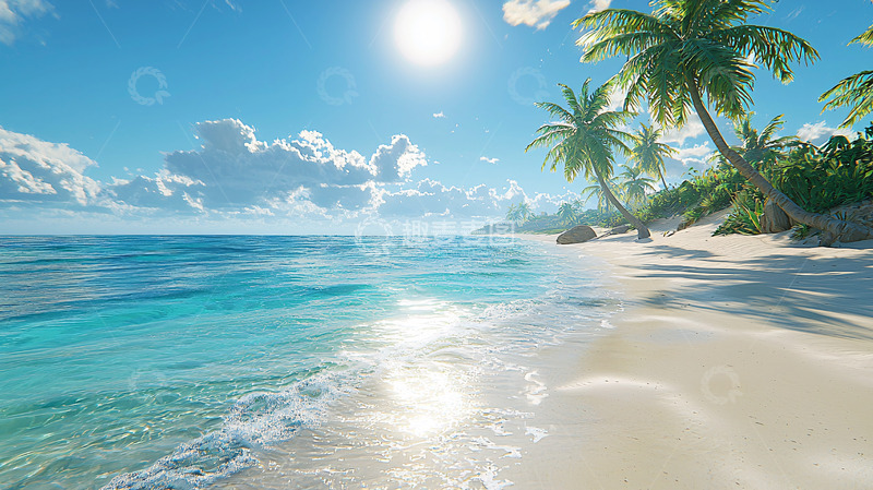 高清大图下载【趣麦麦图】阳光沙滩椰树海景