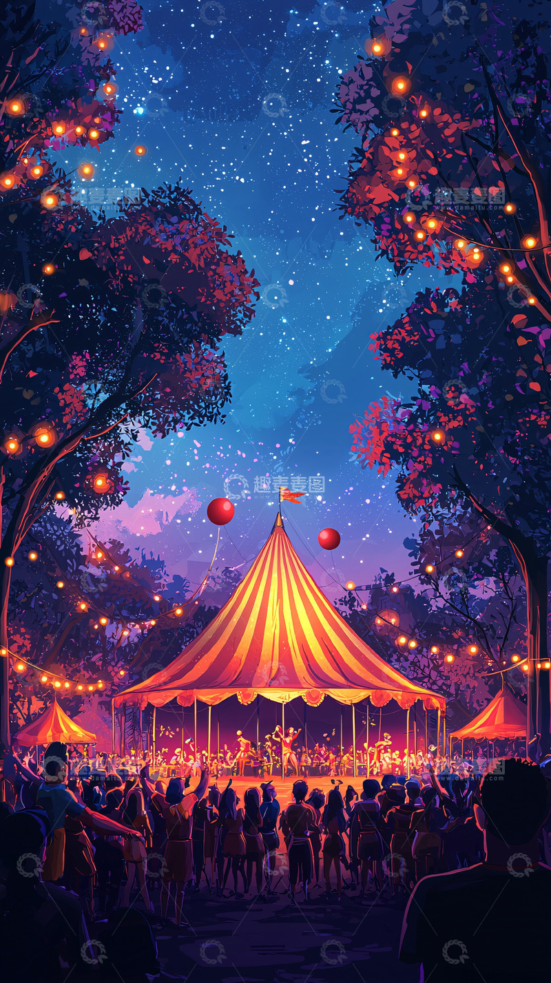 高清大图下载【趣麦麦图】星空下的马戏团