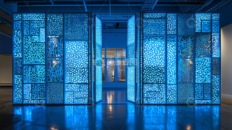 高清大图下载【趣麦麦图】蓝色玻璃隔断