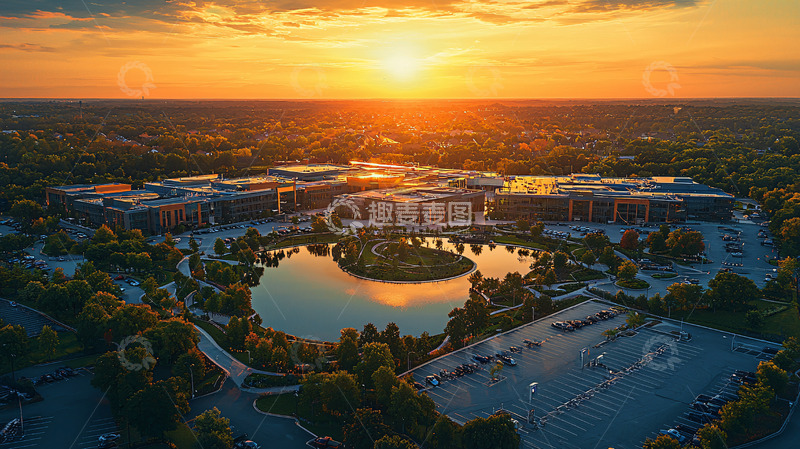 高清大图下载【趣麦麦图】日落下的现代化建筑群