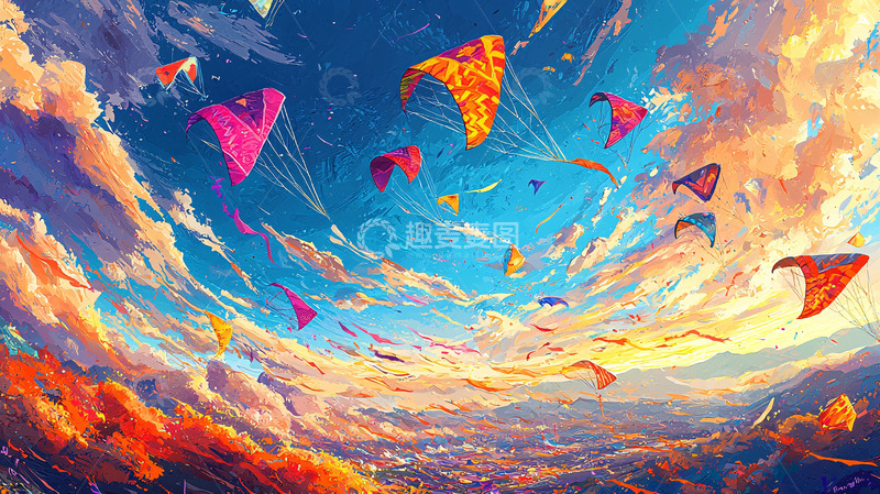 高清大图下载【趣麦麦图】彩色风筝